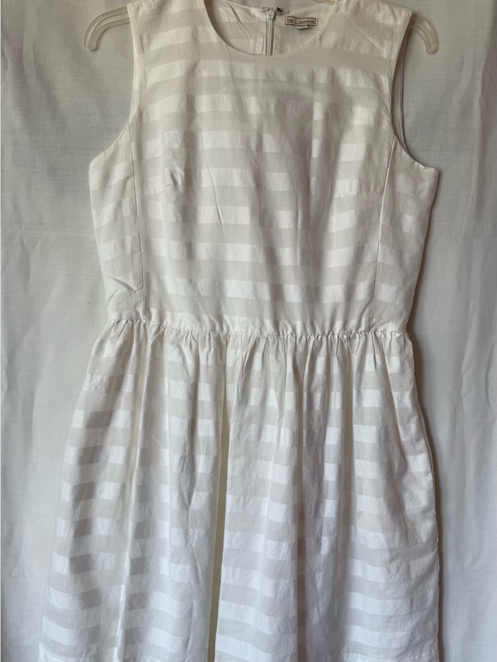 GAP White Sleeveless Fit & Flare Dress Tonal Stripe NWT Size 4